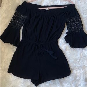 👗BOGO👗 Black off the shoulder lace romper